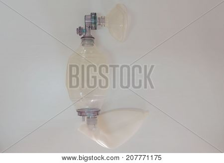 ambu bag on a white background ,Breathing device . Medical concept .