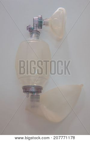 ambu bag on a white background ,Breathing device . Medical concept .