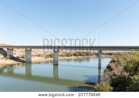 The new bridge over the Vaal River at Barkly West a town in the Northern Cape Province of South Africa