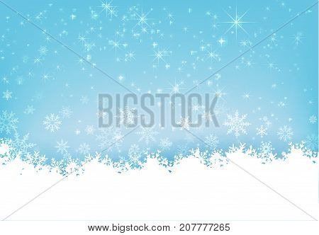 Christmas snowflake with night star light and snow fall abstract bakcground vector illustration eps10 002