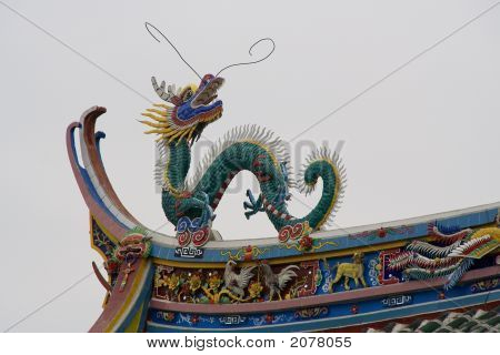 Dragon Rooftop Of Taoist Temple, Xiamen China