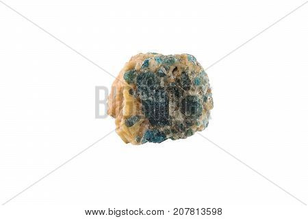 Bright Apatite Stone Crystal Isolated On White