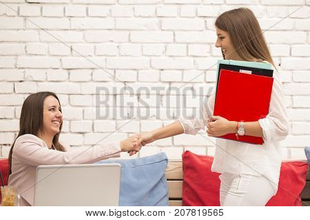 Young Woman Comes To A Job Interview