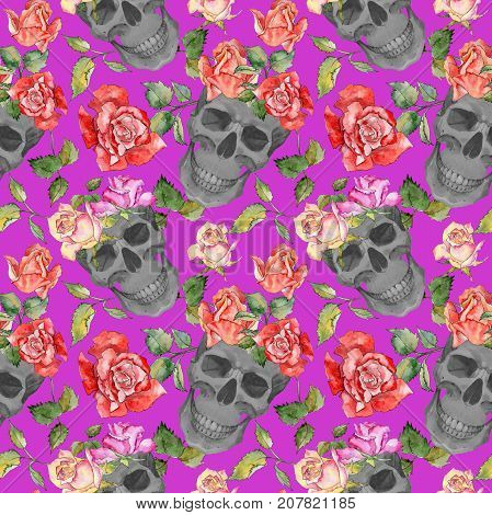 Wildflower rose flower pattern in a watercolor style. Full name of the plant: rose. Aquarelle wild flower for background, texture, wrapper pattern, frame or border.