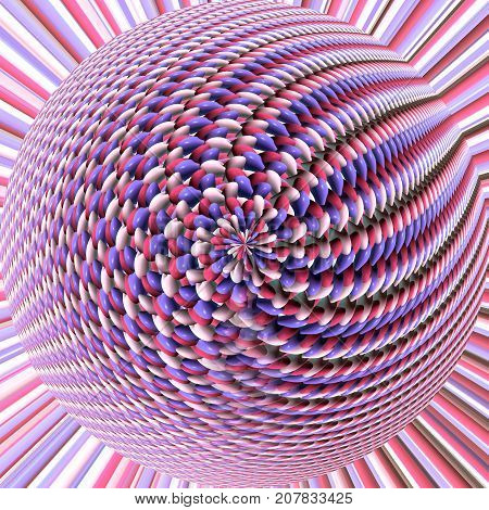 Interesing colorful 3d orb fractal growing from background