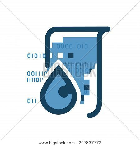 Data leak icon. Information concept. Binary data leak droplet from files technology concept illustration isolated vector. Transparent