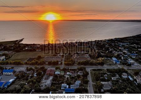 Sunset Over The Gulf Of Taman. Russia