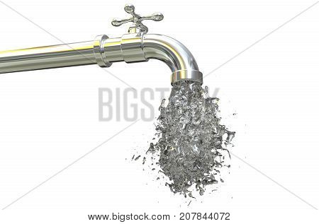 Safety of drinking water concept, 3D illustrayion showing tap with splash of clear water