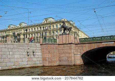 Anichkov Bridge In Saint-petersburg. Russia