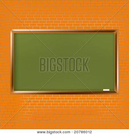 벽돌 벽에 빈 학교 칠판