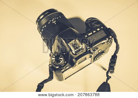 Vinnitsa Ukraine - June 25 2017 : Close-up Camera On White