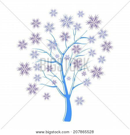 Winter fairy Christmas tree made of snowflakes