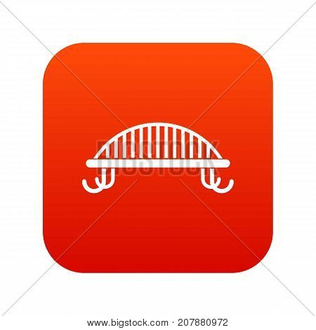 Bench with backrest icon digital red for any design isolated on white vector illustration