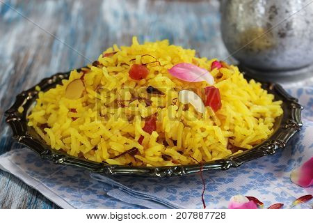 Indian sweet Saffron Rice / Zarda rice