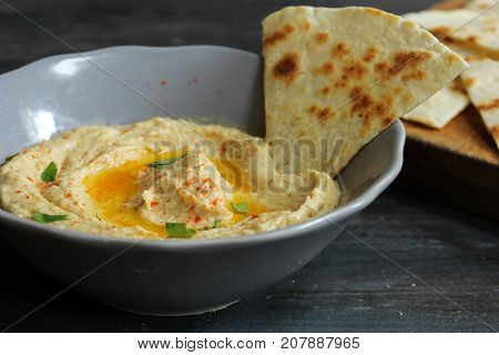 Hummus and Pita chips - An Arabic -Mediterranean Chickpea Tahina