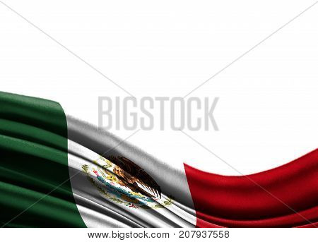 Grunge colorful flag Mexico with copyspace for your text or images,isolated on white background. Close up, fluttering downwind.