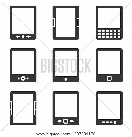 Electronic Book Reader Icons Set. Vector illustration