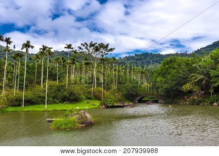 Lake in the rainforest. Yanoda Rain Forest. Hainan, China.