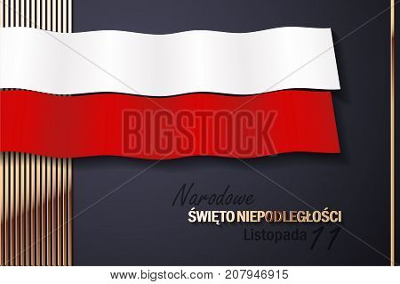 Vector Illustration for Independence Day of Poland with golden elements. Inscriptions in Polish: National Independence Day of Poland, November 11