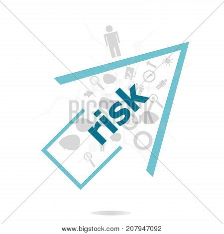 Text Risk. Finance Concept . Data Protection And Secure Elements Inforgaphic Set