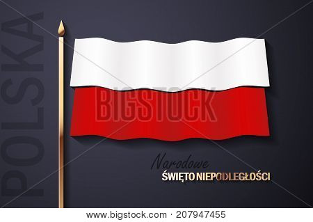 Vector Illustration for Independence Day of Poland with golden elements. Inscriptions in Polish: National Independence Day of Poland, Poland