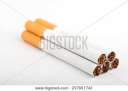 cigarette, cigarette on white background, pack of cigarettes, close-up of a cigarette