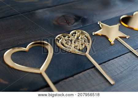 Set of gold acrylic topper for cupcakes and cakes