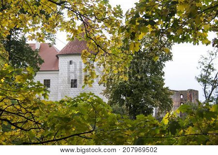 Livonia Order Castle was built in the middle of the 15th century. Bauska Latvia in autumn. Bauska castle.
