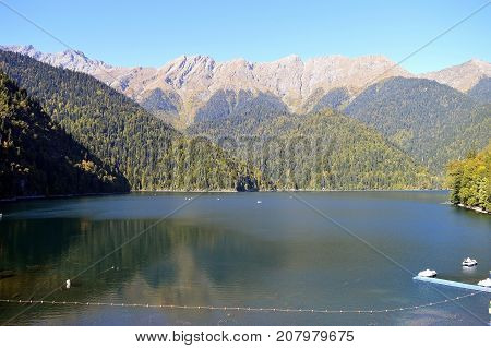 A large lake in the mountains  Caucasus mountains Lake