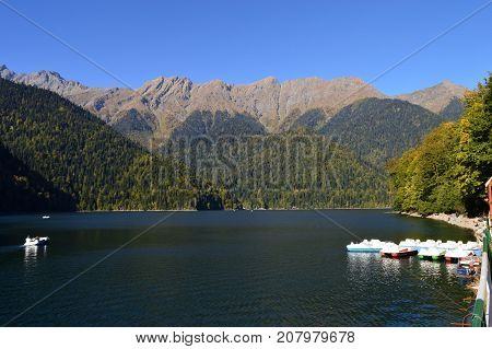 A large lake in the mountains  Caucasus mountains Lake