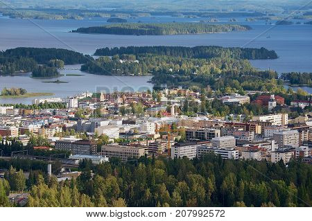 KUOPIO, FINLAND - SEPTEMBER 05, 2012: View to the city from the Puijo tower in Kuopio, Finland.