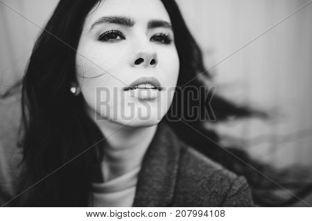 Portrait Of Stylish Modern Young Curly Woman