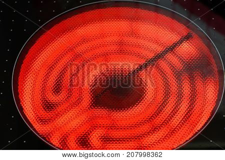 Ceramic hob in operation with high temperatures for cooking