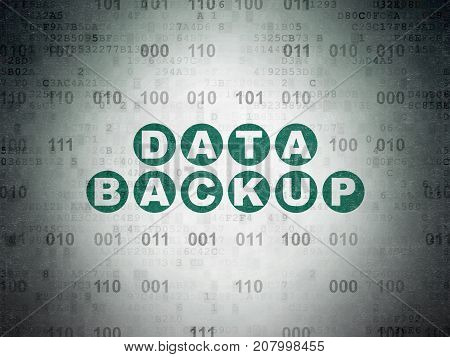 Data concept: Painted green text Data Backup on Digital Data Paper background with Binary Code