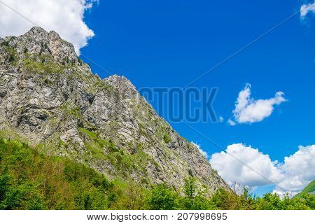 Picturesque Snow-capped Peaks Of High Mountains.