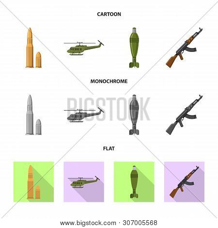 Vector Illustration Of Weapon And Gun Sign. Set Of Weapon And Army Stock Symbol For Web.