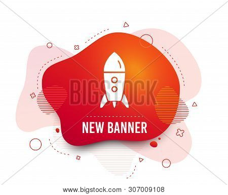 Fluid Badge. Start Up Icon. Startup Business Rocket Sign. Abstract Shape. Gradient Rocket Icon. Flye