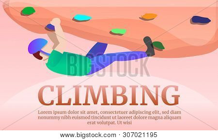 Climbing Teritory Concept Banner. Cartoon Illustration Of Climbing Teritory Vector Concept Banner Fo