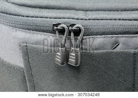 Grey Video Camera Bag Crop At Dry Sunny Summer Day