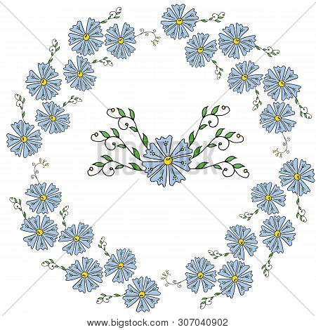Round Spring Flower Frame. Circle Beautiful Flowers Petals Design. Floral Frame.
