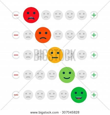 Feedback Concept Design, Emotions Scale Background And Banner. Vector Stock Illustration.