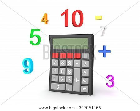 3D Pocket Calculator With Numbers Around It