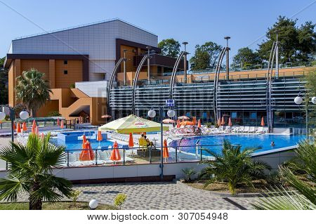 Russia, Sochi, May 25, 2018: Modern Pool With Warm Sea Water In The Recreation Complex Dagomys, Effe