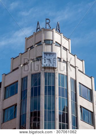 Prague, Czech Republic - June 10 2019: Functionalist Buildingpalac Ara. A Famous Landmark Of Moderni