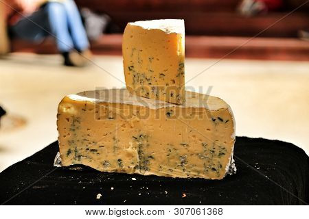 Fresh Cheese For Sale At The Local Ecological Market In The Main Square Of The Raval Neighborhood In