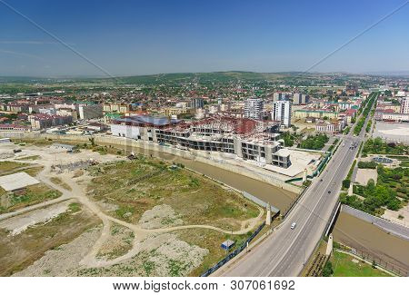 View From The Observation Deck Of The Grozny City High-rise Complex To The Construction Site Of The
