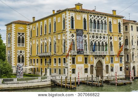 Venice, Italy - May 26, 2019: View At Palazzo Cavalli-franchetti In Venice, Italy. Palace Was Erecte