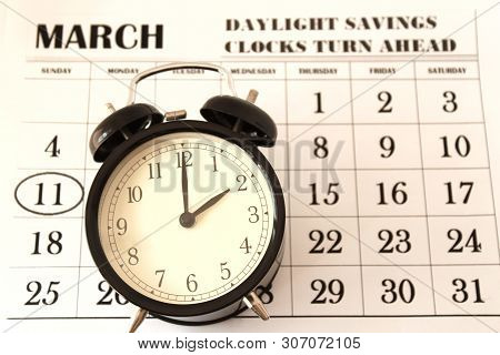 Daylight Savings Spring Forward Sunday At 2:00 A.m. March 11 Date Indicated In The Calendar