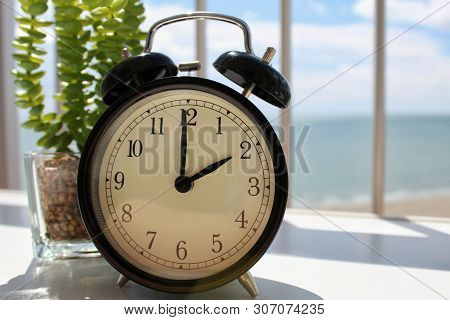 Daylight Savings Spring Forward Sunday At 2:00 A.m. March 25. Plant, Seascape And Sunlight In The Ba