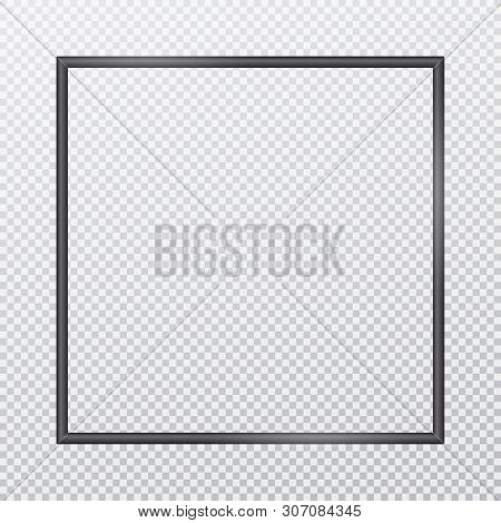 Black Photo Frame For Text Or Picture Is On Whitey Squared Background
